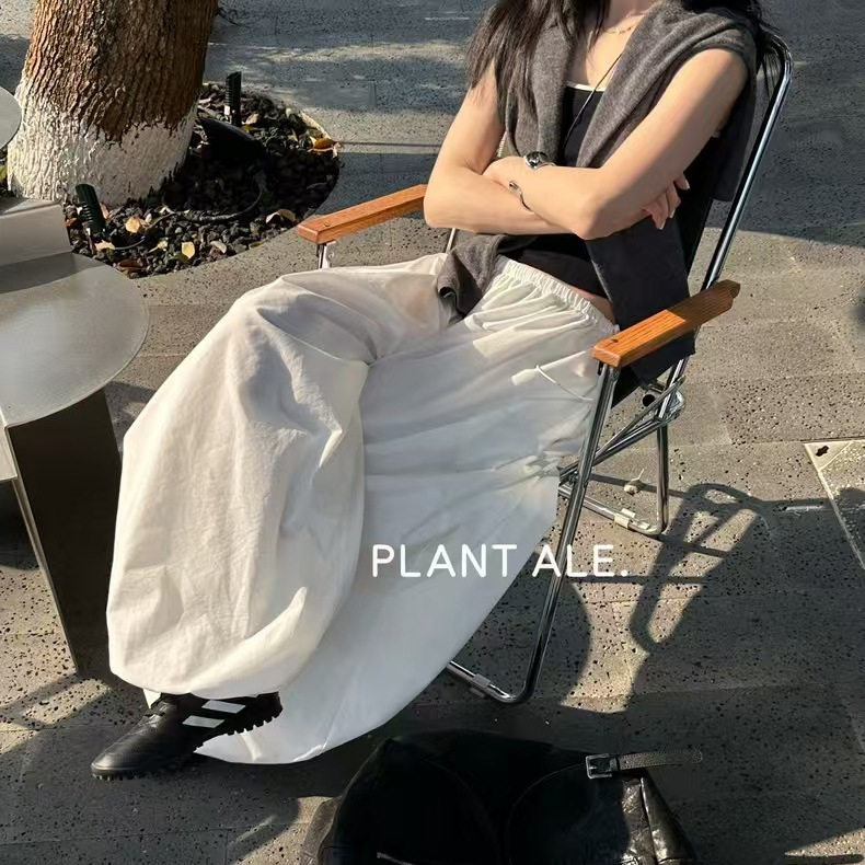 春夏新款灯笼裤一宽松高腰垂感显瘦阔腿拖地裤工装休闲裤女KK627