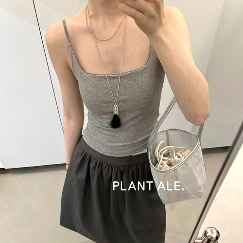 莫代尔美背吊带背心自带胸垫