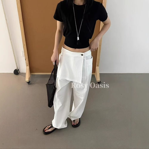 东大门韩版层叠宽松工装阔腿裙裤