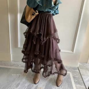 26年春款一DARA ROSE-法式不规则网纱超仙显瘦层次感蛋糕裙半身裙
