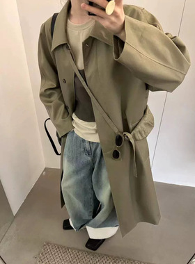 韩系博主风品质中长款风衣~天丝不易皱宽松中长款外套女KK8459