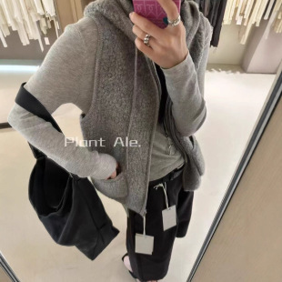 100%绵羊毛连帽针织马甲一PlantAle冬款 软糯羊羔毛休闲外套P5015