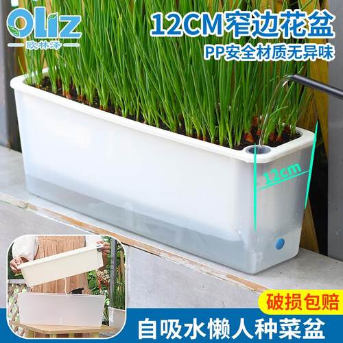 欧林泽阳台种菜盆蔬菜种植专用箱窗沿边长方形花槽懒人盆迷你花园