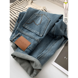 新款 宽松显瘦胖妹妹弹力九分哈伦裤 大码 哈伦牛仔裤 女装 春季