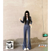 高个子时髦心机短款 修身 卫衣外套微喇休闲裤 猫猫家加长女裤 套装 女