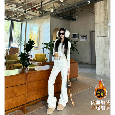 微喇长裤厚牛仔秋冬加长女裤