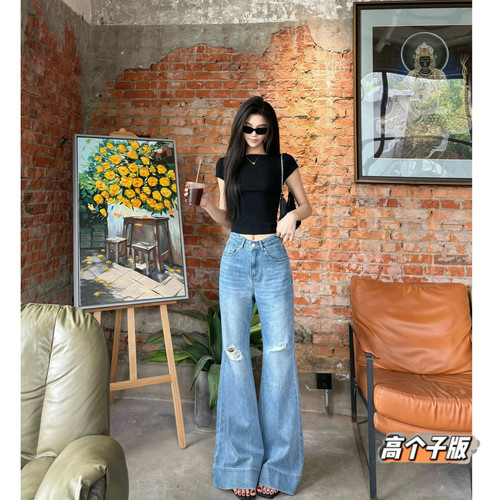 微喇长裤薄牛仔春夏加长女裤