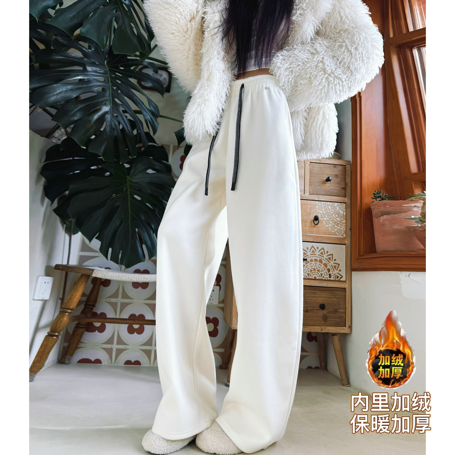 高腰原创猫猫家长裤加长女裤