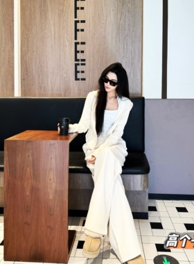 猫猫家加长套装高个子穿搭女春夏果冻空气层连帽卫衣阔腿裤两件套