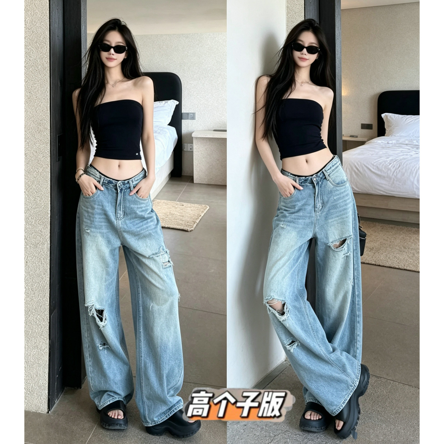 阔腿长裤薄牛仔夏季加长女裤图片