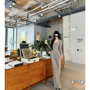 猫猫家春夏高个子早春慵懒风韩系穿搭三件套女装新款上衣搭配裤子