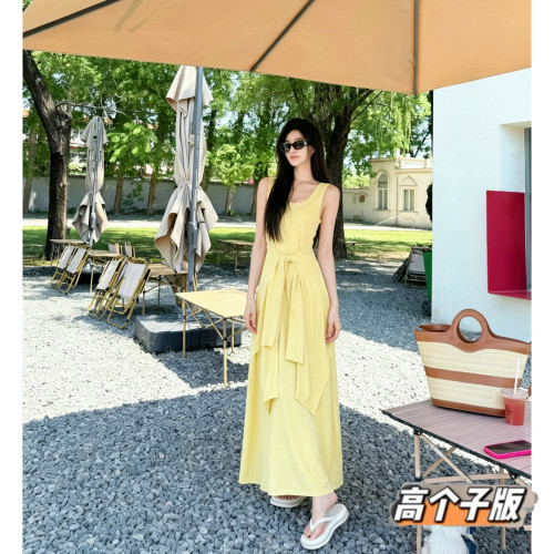 原创A字莱赛尔纯色连衣裙