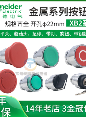 施耐德急停带灯旋钮钥匙蘑菇头锁平头点动按钮头部ZB2BA3C 4C 5C