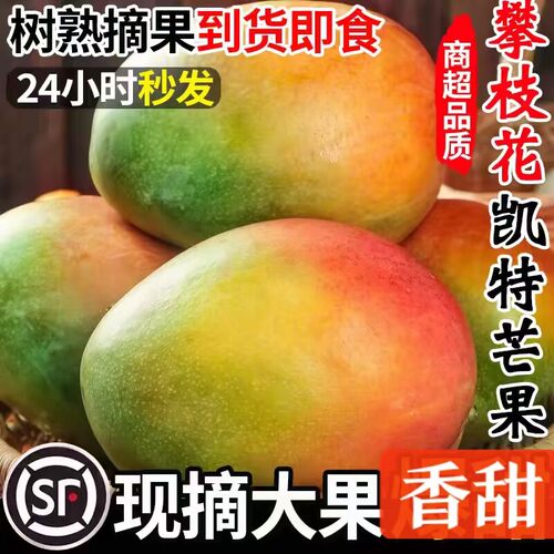 攀枝花芒10斤新鲜甜心芒当季水果特产现摘青皮芒大果整箱