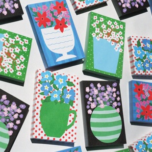 分装便签 韩国fruitfries便签彩色手账便签复古花朵花瓶便签分装