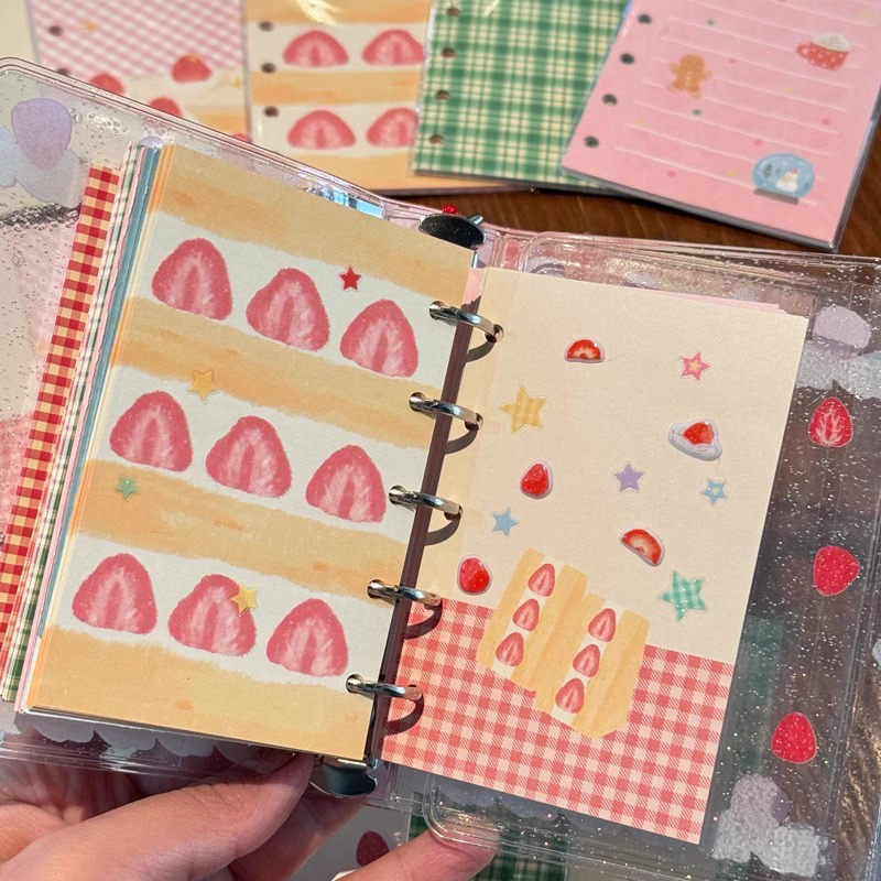 分装便签 |菜菜瑄瑄草莓奶油格纹草莓三明治甜品M5A7内页便签分装