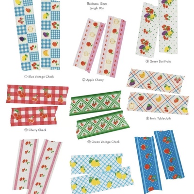 分装胶带 韩国fruitfries胶带 复古花纹碎花水果可爱手帐胶带分装