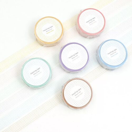 分装胶带 日本papier platz彩色马卡龙方眼格子新款手帐胶带分装