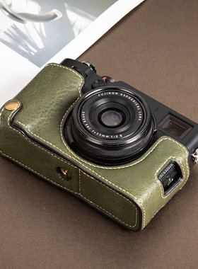 适用于富士X100V保护套X100F微单皮套配件包相机包 底座复古绿色