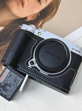 富士XM5保护套手柄X-M5相机包x100vi底座适用配件xt50真皮套壳