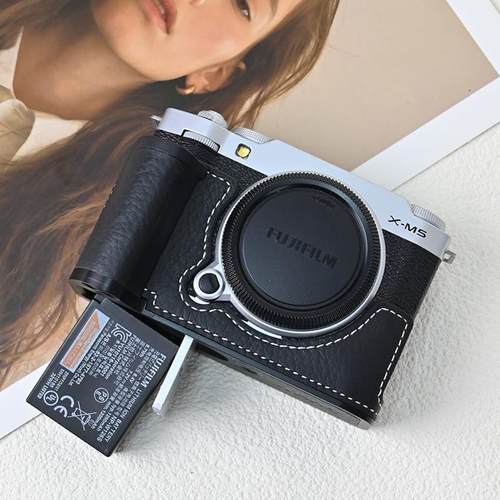 富士XM5保护套手柄X-M5相机包x100vi底座适用配件xt50真皮套壳