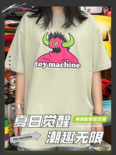 toymachine滑板T恤男女夏季新款圆领宽松休闲百搭纯棉短袖上衣