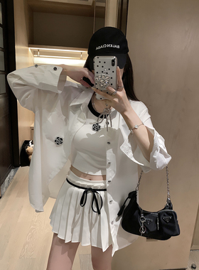 庄大泥 2026春季薄款山茶花串珠免烫抗皱凉感长袖衬衫女