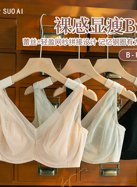 轻薄大胸专属~BCDEF网纱透气超薄兔耳朵软钢圈防下垂大胸显小内衣