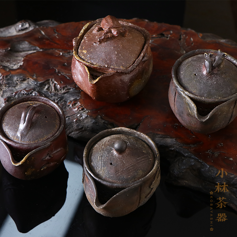 日本进口备前烧柴烧手抓泡茶壶 动物摘宝瓶松岛弘手作急须壶