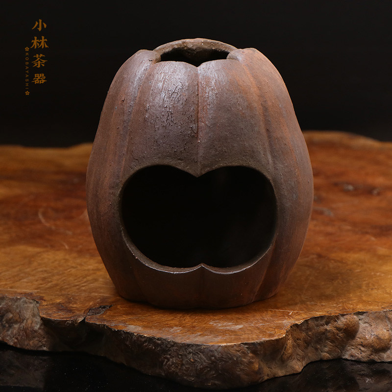 日本进口备前烧宫田淳史瓜型凉炉 手工柴烧烧煮茶炉 炭火炉