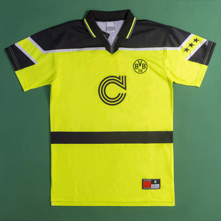 复刻版1996-97赛季多特蒙德主场复古老款球衣 怀旧短袖旧款足球服