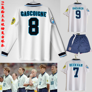 复刻1996年欧洲杯英格兰队主场长短袖复古球衣小贝加斯科因足球服