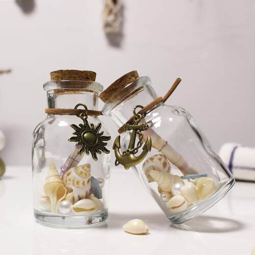 木塞小玻璃瓶装沙子的贝壳许愿瓶