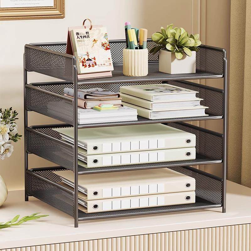 文件架办公室工位桌面资料多层收纳置物架家用书房档案纸张整理柜,收纳整理,书桌收纳置物架,淘宝优惠券,粉丝福利购,淘宝优惠卷