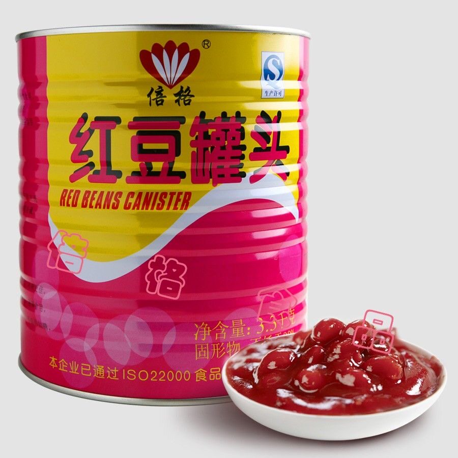 倍格红豆3.3kg整箱6罐糖水红豆糖渍红豆软糯奶茶咖啡糖水餐厅红豆