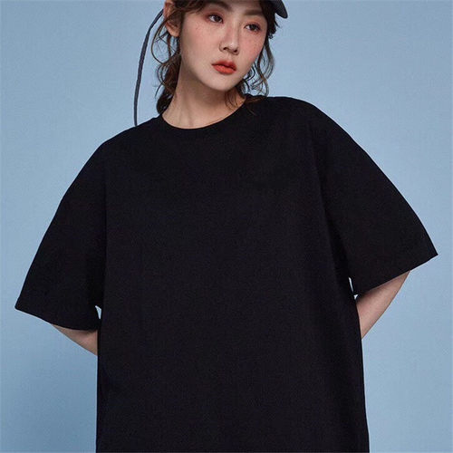 奥莱专柜短袖T恤女夏纯黑色显白减龄宽松纯棉半袖情侣上衣打底衫