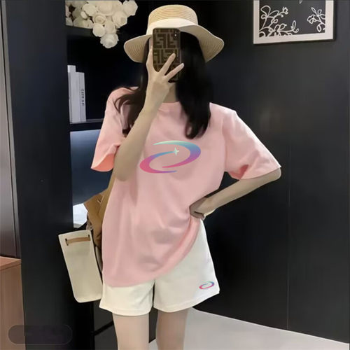 粉色显白夏季套装女短袖学生宽松韩版时尚短裤减龄休闲运动两件套