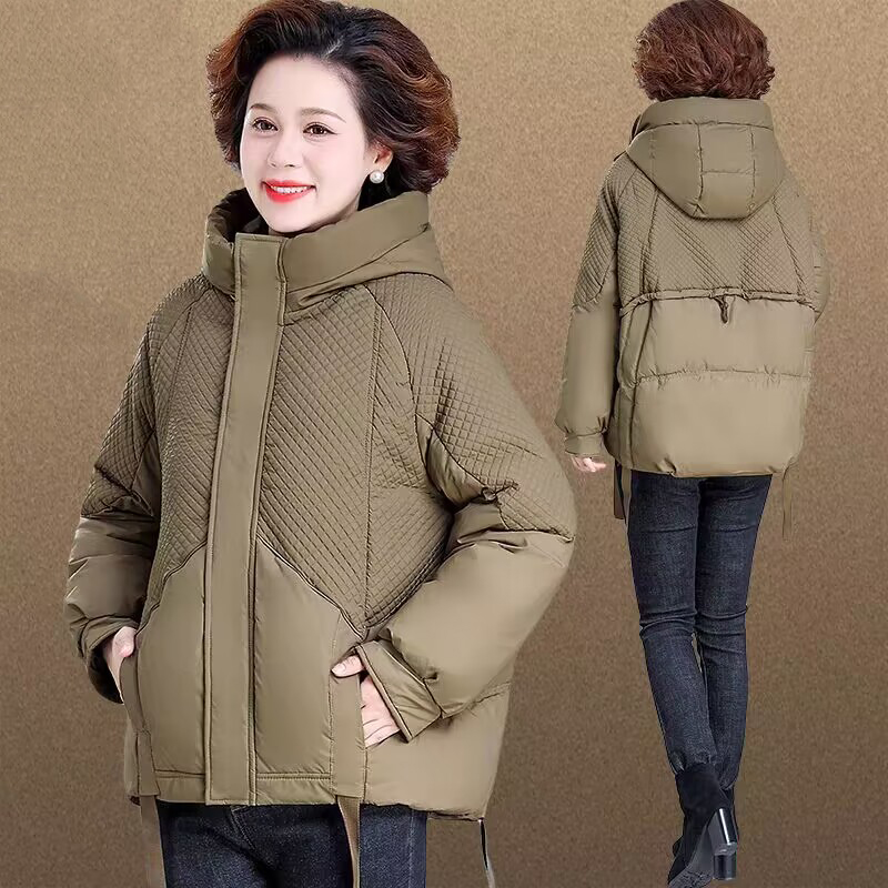 中老年妈妈冬季短款羽绒棉服保暖棉衣运动外套女大码中年加厚棉袄