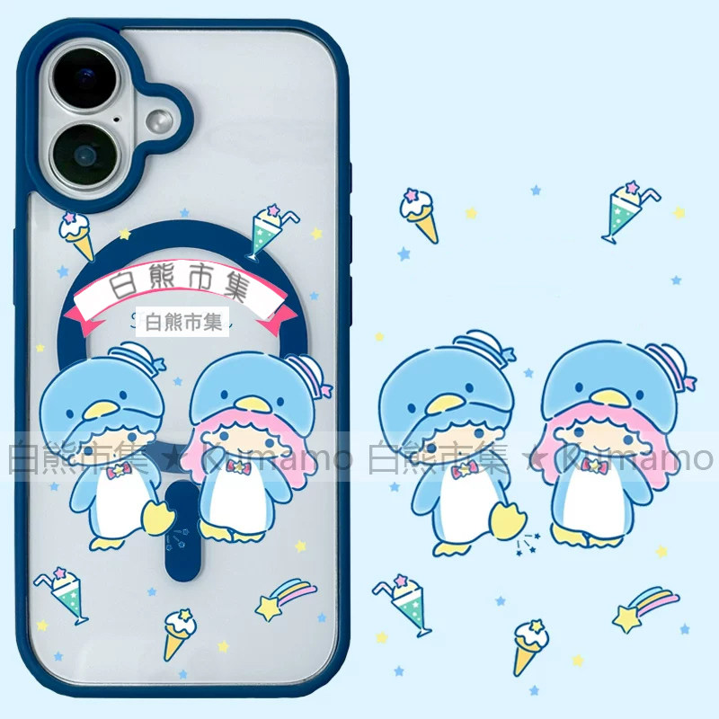 适用iphone17promax苹果16手机壳MagSafe磁吸15支架14透明13双子星17山姆企鹅25ultra卡通可爱12保护套女17e