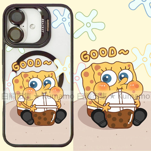 适用iphone17promax苹果17手机壳MagSafe磁吸16镜头支架15透明14海绵宝宝25ultra卡通13可爱16e奶茶保护套12