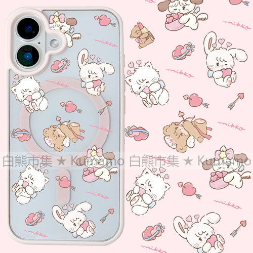 适用iphone17promax苹果17手机壳MagSafe磁吸16支架15透明14小兔mikko丘比特18promax卡通爱心16e保护套13/18