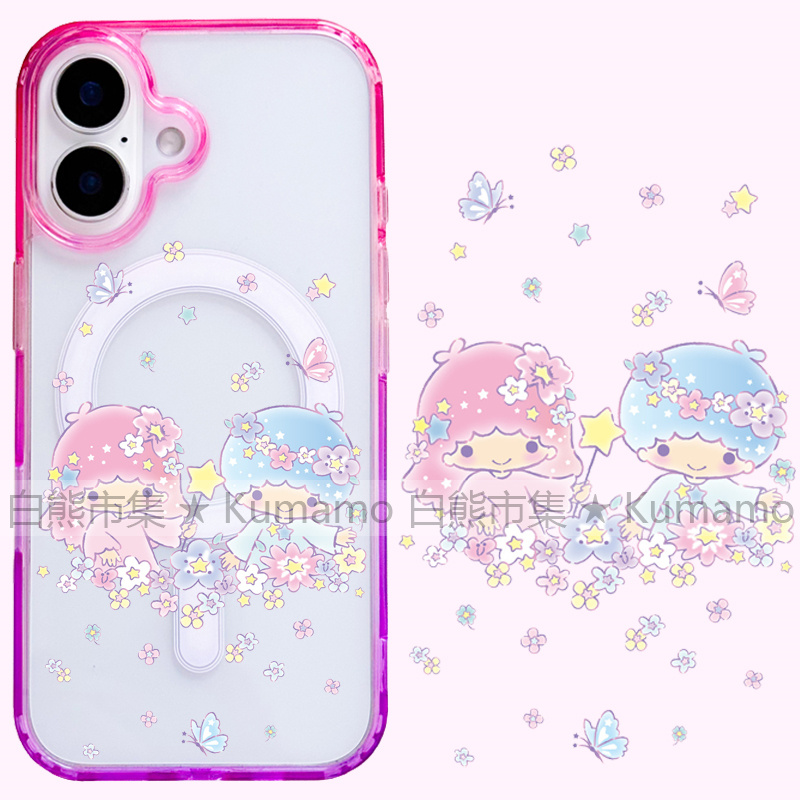 适用iphone17promax苹果17手机壳MagSafe磁吸16渐变15撞色14透明16e保护套华为三星s25ultra蝴蝶花卡通双子星