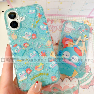 适用iphone167promax苹果16手机壳16pro闪粉15pro透明15人鱼汉顿14丑鱼13章鱼卡通可爱ins风17pro保护套女17