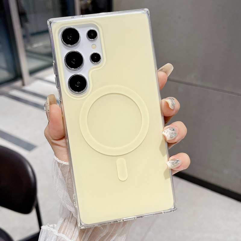 适用三星s22ultra/s23/23ultra/s24/24ultra/s24fe磁吸MagSafe手机壳马卡龙纯色小清新少女心无图案ins保护套