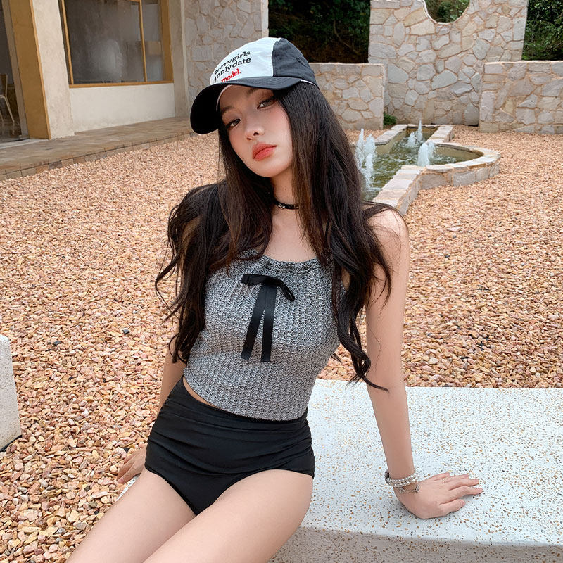 泳衣女分体式两件套高腰遮肚度假