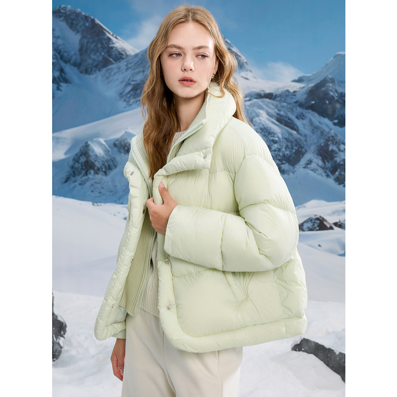 三彩独醒2024冬季新款短款宽松泡芙羽绒服白鸭绒面包服小个子F