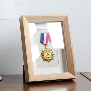实木马拉松奖牌展示框挂墙相架定做奖牌荣誉证书相框收纳盒装 裱框