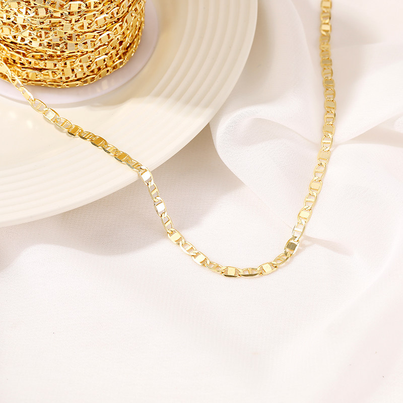 COLOR-RETAINING JAPANESE CHAIN 14K GOLD-FILLED CHAIN DOUBLE HOLE NECKLACE HANDMADE LOOSE CHAIN DIY BRACELET JEWELRY ACCESSORIES MATERIAL