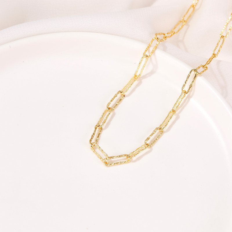 COLOR-RETAINING 14K GOLD-FILLED EUROPEAN AND AMERICAN STYLE LONG O CHAIN ENGRAVED CHAIN BRACELET NECKLACE EARRINGS HANDMADE DIY JEWELRY LOOSE CHAIN