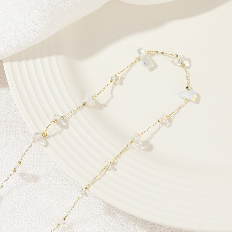 TRANSPARENT WHITE NATURAL STONE COLOR-KEEPING CHAIN BAG 14K REAL GOLD HANDMADE LOOSE CHAIN DIY BRACELET NECKLACE NECKLACE WOMENS MAKING MATERIALS